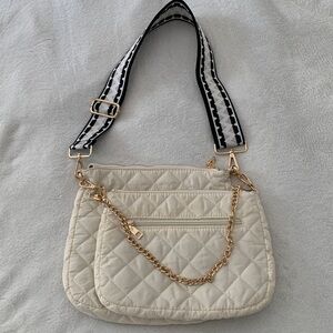 Quilted DOUBLE Crossbody Bag with Chain Accent